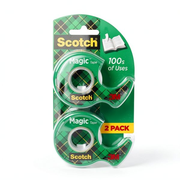 Scotch Magic Tape, Numerous Applications, Invisible, Engineered for Repairing, 1/2 x 750 Inches, 2 Dispensered Rolls-0