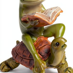 Top Collection Miniature Fairy Garden Frog Book on Turtle Statue,-0