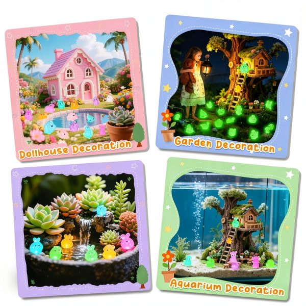 100pcs Mini Resin Animals Figures Glow in Dark for Fairy Garden Decor-5