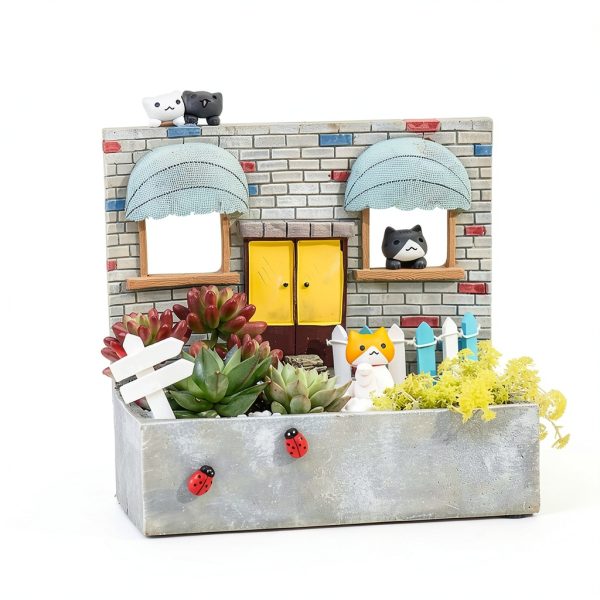 Miniature Cute Cat Figurines - 12 Pcs Decor, Fairy Cat Succulent,-2