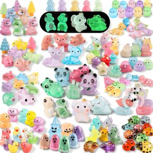 130pcs Luminous Mini Resin Animal Figurines Glow in Dark Fairy Garden-0