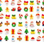Hiawbon 170Pcs Christmas Miniature Figurines, Assorted Craft Resin Christmas Miniature Ornaments Set, Tiny Snowflakes Holly Leaves Berries, Xmas Ornaments Decor for Fairy Garden-0