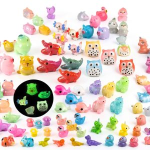 150 Pcs Luminous Mini Resin Animals Miniature Animals Figurines Tiny Little Animals Glow in Dark Small Animal Figures to Hide Mini Animals Micro Landscape Ornaments Fairy Garden Accessories-0