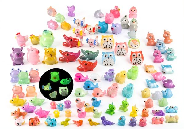 150 Pcs Luminous Mini Resin Animals Miniature Animals Figurines Tiny Little Animals Glow in Dark Small Animal Figures to Hide Mini Animals Micro Landscape Ornaments Fairy Garden Accessories-0