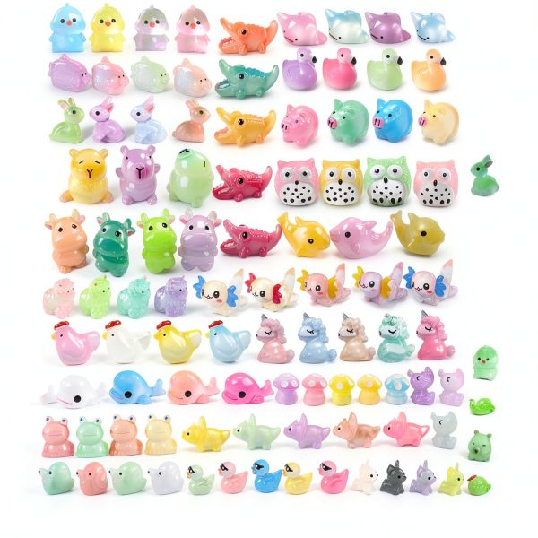 150 Pcs Luminous Mini Resin Animals Miniature Animals Figurines Tiny Little Animals Glow in Dark Small Animal Figures to Hide Mini Animals Micro Landscape Ornaments Fairy Garden Accessories-7