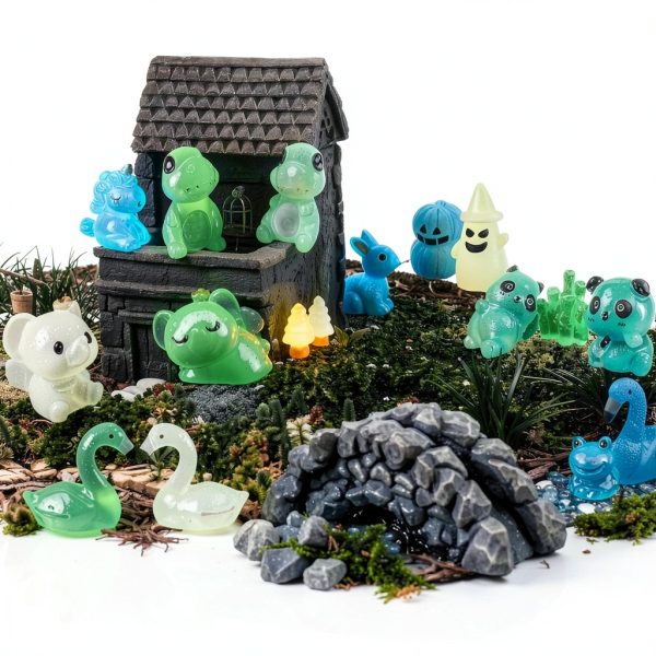 130pcs Luminous Mini Resin Animal Figurines Glow in Dark Fairy Garden-2