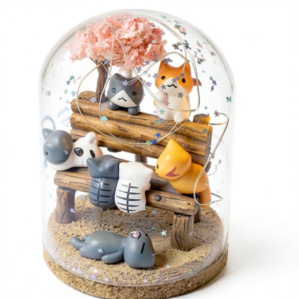 Miniature Cute Cat Figurines - 12 Pcs Decor, Fairy Cat Succulent,-4