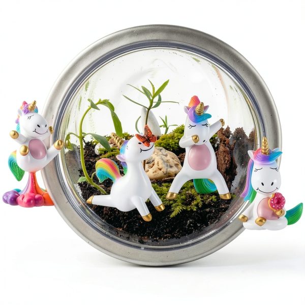 Mood Lab Miniature Unicorn Figurines Set - Funny Mini Statue Kit of 4 pcs - Unicorn Fairy Garden Accessories-6