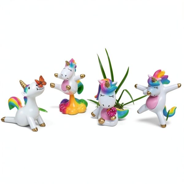 Mood Lab Miniature Unicorn Figurines Set - Funny Mini Statue Kit of 4 pcs - Unicorn Fairy Garden Accessories-5