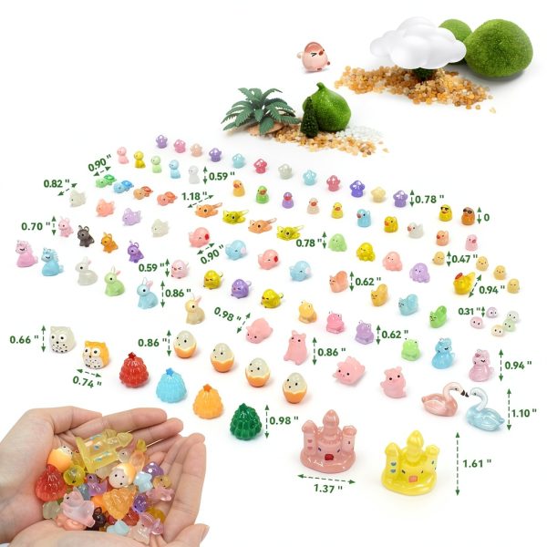 Tardigrade 100pcs Glow-in-Dark Mini Resin Animals for Garden Dollhouse-1