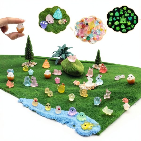 Tardigrade 100pcs Glow-in-Dark Mini Resin Animals for Garden Dollhouse-5