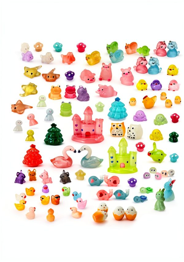 Tardigrade 100pcs Glow-in-Dark Mini Resin Animals for Garden Dollhouse-0
