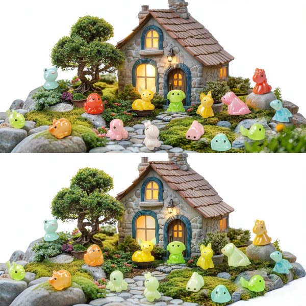 Mini Resin Animals Figures to Hide 200 pcs Tiny Resin Animals Glow in The Dark Variety Pack Bulk for Fish Tank Aquarium Fairy Garden Accessories Decorations-3