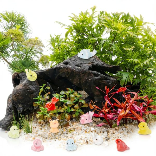 Mini Resin Animals Figures to Hide 200 pcs Tiny Resin Animals Glow in The Dark Variety Pack Bulk for Fish Tank Aquarium Fairy Garden Accessories Decorations-5